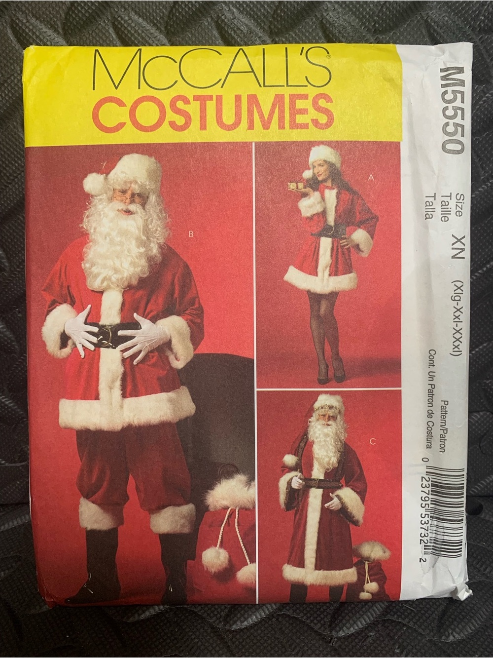 McCalls 5550 Adult Santa & Mrs. Claus Costume Pattern. New; hasn’t been cut into